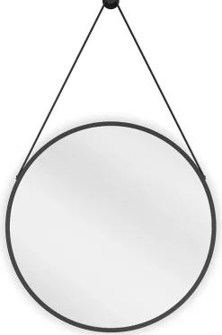 SILLA Miroir mural rond, 50 cm, cadre noir