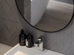 SILLA Miroir mural rond, 50 cm, cadre noir