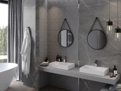 SILLA Miroir mural rond, 50 cm, cadre noir