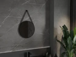SILLA Miroir mural rond, 50 cm, cadre noir