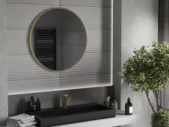 SILLA Miroir mural rond, 85 cm, cadre doré