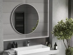 SILLA Miroir mural rond, 90 cm, cadre noir blanc