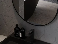 SILLA Miroir mural rond, 35 cm, cadre noir