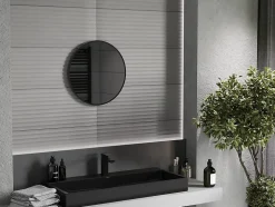 SILLA Miroir mural rond, 35 cm, cadre noir