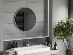 SILLA Miroir mural rond, 70 cm, cadre chromé