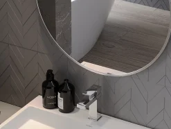 SILLA Miroir mural rond, 70 cm, cadre chromé