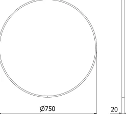 SILLA Miroir mural rond, 75 cm, cadre noir