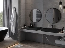 SILLA Miroir mural rond, 75 cm, cadre noir