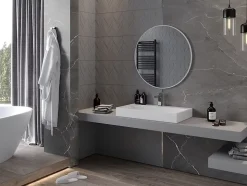 SILLA Miroir mural rond, 80 cm, cadre blanc