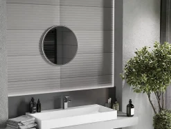 SILLA Miroir mural rond, 30 cm, cadre chromé
