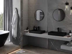 SILLA Miroir mural rond, 45 cm, cadre noir