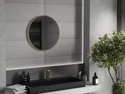 SILLA Miroir mural rond, 65 cm, cadre doré