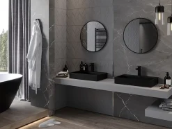 SILLA Miroir mural rond, 65 cm, cadre noir