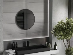 SILLA Miroir mural rond, 65 cm, cadre noir