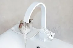 SILLA Mitigeur lavabo moderne en Laiton, économie d'eau, Blanc