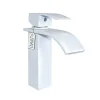SILLA Mitigeur lavabo moderne en Laiton, cascade, Blanc