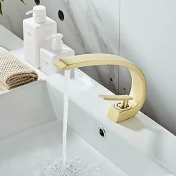SILLA Mitigeur lavabo moderne en Laiton, économie d'eau, Doré