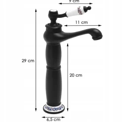 SILLA Mitigeur lavabo retro bec haut en Laiton, économie d'eau, Noir