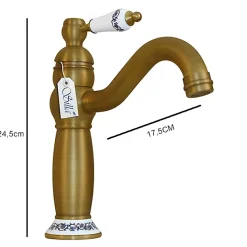 SILLA Mitigeur lavabo retro en Laiton, économie d'eau, Vintage doré