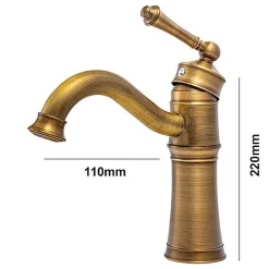SILLA Mitigeur lavabo retro en Laiton, économie d'eau, Vintage doré