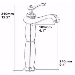 SILLA Mitigeur lavabo retro bec haut en Laiton, économie d'eau, Doré