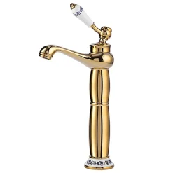 SILLA Mitigeur lavabo retro bec haut en Laiton, économie d'eau, Doré