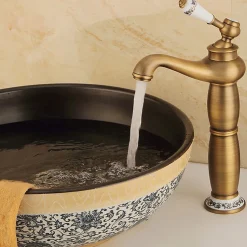SILLA Mitigeur lavabo retro bec haut en Laiton, économie d'eau, Vintage doré