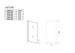 Silla Pare-baignoire ASTON, fixe, 70x150 cm, Noir