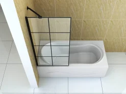 Silla Pare-baignoire MADISON+, fixe, 80x140 cm, Noir