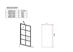 Silla Pare-baignoire MADISON+, fixe, 60x140 cm, Noir