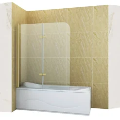 Silla Pare-baignoire MARION, pivotant, 100x140 CM, Doré brossé