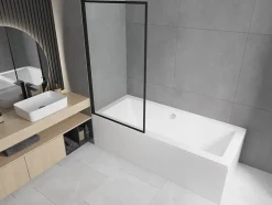 Silla Pare-baignoire pivotant, 70x140 cm, Noir