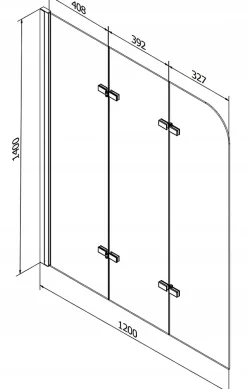 Silla Pare-baignoire pivotant, 120x140 cm, Doré