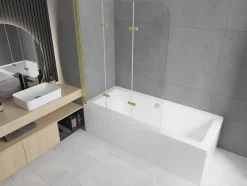 Silla Pare-baignoire pivotant, 120x140 cm, Doré
