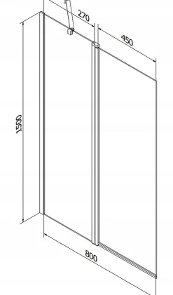 Silla Pare-baignoire pivotant, 80x150 CM, Doré