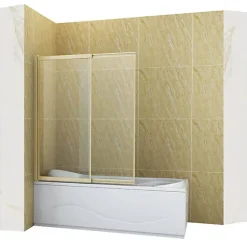 Silla Pare-baignoire SPENCER, rabattable, 100x150 CM, Doré brossé