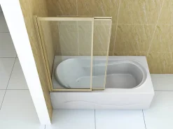 Silla Pare-baignoire SPENCER, rabattable, 100x150 CM, Doré brossé