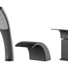 Silla Robinet De Baignoire en Laiton sur plage 3 trous, Noir mat