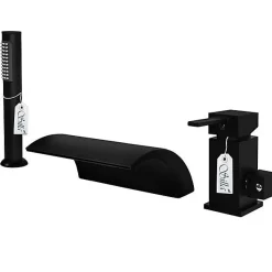 Silla Robinet De Baignoire en Laiton sur plage 3 trous, Noir mat