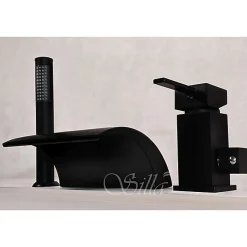 Silla Robinet De Baignoire en Laiton sur plage 3 trous, Noir mat