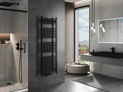 Silla Sèche-serviettes eau chaude 629W 150x50x3cm, Noir