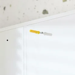 SoBuy Armoire Murale avec Miroir, 1 Porte 3 Compartiments, Étagères Réglables, Blanche