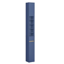 SoBuy Armoire Salle de Bain en MDF Bleue avec Tiroir et Étagères Réglables