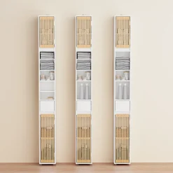 SoBuy Colonne d'Armoire pour Salle de Bain avec 6 Étagères Réglables, Blanche, 20x20x180 cm, BZR34-BW