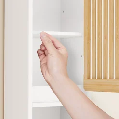 SoBuy Colonne d'Armoire pour Salle de Bain avec 6 Étagères Réglables, Blanche, 20x20x180 cm, BZR34-BW