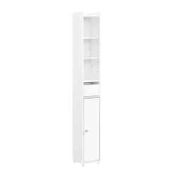 SoBuy Colonne de Salle de Bain avec Porte et Tiroir Résistant à l'Humidité Blanc