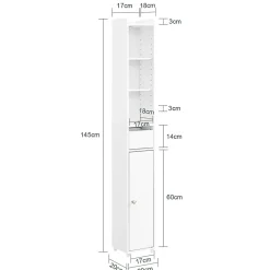 SoBuy Colonne de Salle de Bain avec Porte et Tiroir Résistant à l'Humidité Blanc