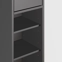 SoBuy Colonne de salle de bain étanche avec étagères et tiroirs réglables, MDF noir