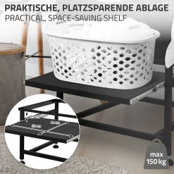 Socle de machine à laver avec étagère extensible base sèche-linge en acier noir