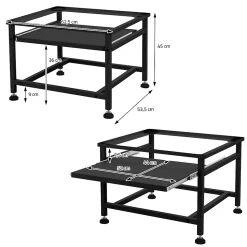 Socle de machine à laver avec étagère extensible base sèche-linge en acier noir